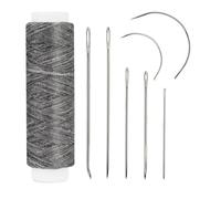 RALIYATX Lot de 10 aiguilles à coudre pour cuir, tissu d'ameublement, aiguilles, courbes, aiguilles à broder, aiguilles à coudre à la main pour travaux manuels, ligne cirée gris foncé