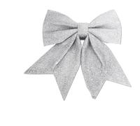 RALIYATX Nœud à paillettes, grand nœud étincelant de Noël, ruban de Noël, ornements pour suspension au sapin de Noël, décorations pour la maison, nouvel an, Navidad 2024 - Argent - 2XL