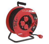 Rallonge, 25m / 230V, bobine, 4 prises, caoutchouc