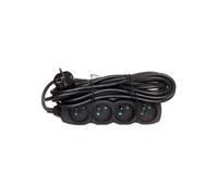 Rallonge 4 prises avec/u 5m/H05VV-F 3G1/noir PC0415