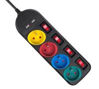 Rallonge 4 prises Schuko avec interrupteur MacLean MCE229B [1,5 m]