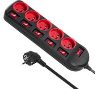 Maclean MCE204 Bande de Puissance 5 Prises 1,5 m avec Interrupteur Barrettes multiprises Protection Enfant Schuko 2500W FR Plug