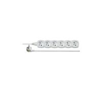 Rallonge 6 prises avec/u 5m/H05VV-F 3G1/blanc P0615
