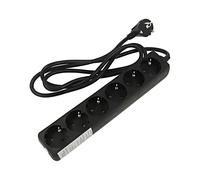 Rallonge 96050 3G1,5mm² 3 mètres PVC noir Nombre de prises : 6 16A GOOBAY