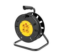 Rallonge à enrouleur robuste de 25 m, enrouleur extérieur à 4 prises avec protection thermique, fiche 13 A pour tondeuse à gazon et outils électriques