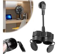 Rallonge avec 2 Prises Schuko, multiprise extérieure, Adaptateur de Prise 2 en 1, Double Prise 16 A/250 V pour Prise pour la Maison, Le Bureau et la Cuisine (Noir)