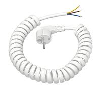 Rallonge avec contact de protection - 3 m - Câble spiralé - En plastique - Pour l'intérieur - IP20 - Avec fiche Schuko - 230 V/16 A - Blanc