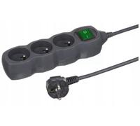 Rallonge avec interrupteur, 3 prises, 3 m, multiprise graphite