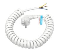 Rallonge avec protection - 15 m - Câble en spirale - Câble en plastique - Câble d'extension IP20 pour l'intérieur avec prise Schuko - Câble d'alimentation Schuko - 230 V/16 A - Blanc