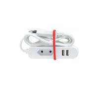 Perel Bloc multiprise USB, multiprise électrique, rallonge Electrique USB, Prise Multiple avec USB, 1 Prise Euro et 2 Ports USB, Usage intérieur, idéal en Voyage, câble 1.5 m