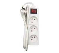 Rallonge blanche de 1,4m avec commutateur 16A 3 modules