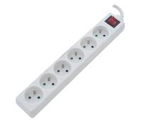 Rallonge blanche de 1,4m avec commutateur 16A 6 modules