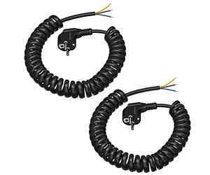 Rallonge Câble de Contact de Protection 3M, 2 Pack Spirale Extensions d'Alimentation, Connexion de Plastique, IP20 Zone Intérieure, Fiche Schuko, 230 V / 16 A, Noir