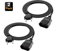 Rallonge Câble Euro Électrique,1m Rallonge Euro Type C Fiche Euro Prise vers Type-C Euro Jack TV PC Moniteur Lampes Beamer Appareils Ménagers-2 Pièces