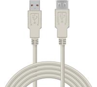 Rallonge Câble USB 2.0 Mâle A vers Femelle A 5,00 m, Gris, pour imprimante, scanner, webcam, souris, clavier et tous périphériques USB