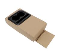 Rallonge d'accoudoir de voiture 1 boîte de rangement anti-fatigue avec porte-gobelet, accoudoir voiture, coussin, support pour les mains et coudes(Beige)