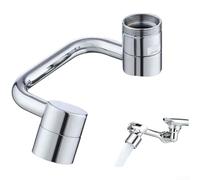Rallonge d'aérateur de robinet avec pivot à 360 degrés et double mode de pulvérisation/débit aéré, anti-utilisation dans les robinets d'évier de cuisine et de salle de bain (argent brillant simple)