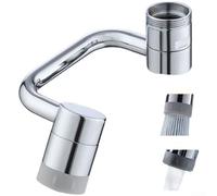 Rallonge d'aérateur de robinet pivotant à 360 degrés avec deux modes d'eau pour éviers de cuisine et de salle de bain, design anti-éclaboussures, finition argentée (double argent brillant)