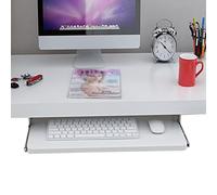 Rallonge de Bureau pour Clavier et Souris - Plateau de Rangement pour Clavier - Bois Naturel - avec Rails coulissants à roulement à Billes de 14 Pouces - Coulissement Facile et Silencieux -