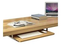 Rallonge De Bureau pour Clavier Et Souris - Plateau De Rangement pour Clavier - Bois Naturel - avec Rails Coulissants À Roulement À Billes De 14 Pouces - Coulissement Facile Et Silencieux -