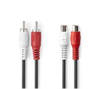 Nedis - Rallonge de câble audio - RCA mâle pour RCA femelle - 2 m - noir - rond