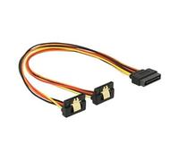 DeLOCK 60159 Câble SATA I 0.3m - Connecteur SATA 15 Broches Mâle/Femelle, Facteur de Forme Droit/Bas, AWG 20, Multicolore, Emballage Polybag