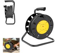 Rallonge de câble de 15 m, prise d'extérieur avec 4 prises, enrouleur de câble automatique, interrupteur thermique et support de câble, rallonge extérieure