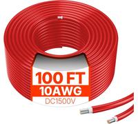 rallonge de câble solaire de 30,48m - 10AWG Câble d'extension pour panneau solaire - IP67 Câble PV rouge - Accessoires solaires