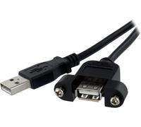 Rallonge de câble USB 2.0 à montage sur panneau / goulotte A vers A de 30cm - F/M - Noir (USBPNLAFAM1)