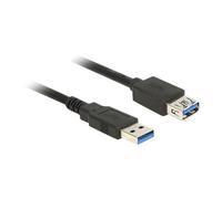 Delock Câble USB USB 3.2 Gen1 USB-A mâle, USB-A femelle 0.50 m noir contacts dorés 85053