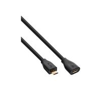 InLine Câble USB Micro-USB B mâle vers femelle 1,5 m Noir – Compatible smartphone – 1 unité