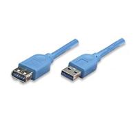 TECHly - Rallonge de câble USB - USB type A (M) pour USB type A (F) - USB 3.0 - 1 cm - moulé - bleu