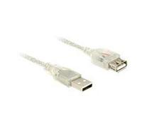 DeLOCK 83884 : Câble USB 2.0 3m, Connecteurs USB-A Mâle/Femelle, AWG28, Double Blindage, 480 Mbit/s, Transparent, Diamètre 4mm