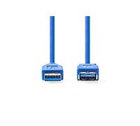 Cables USB Nedis - Rallonge de câble USB - USB type A (M) pour USB type A (F) - USB 3.0 - 2 m - rond - bleu