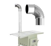 Rallonge de cheminée coudée pour poêle, Accessoires for poêles : coude de cheminée en acier inoxydable à 45° (60-110 mm), argenté(80mm)