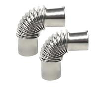 Rallonge de cheminée coudée pour poêle, Coude de cheminée à 90° en acier inoxydable, 50 mm, lot 2, argent