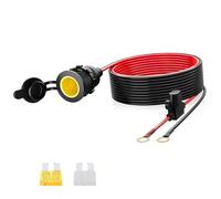 Rallonge de Prise Allume-Cigare 12V/24V, 1m avec 20A et 25A Fusibles Adaptateur Fixable avec Bornes Câble Résistant avec Douilles en Cuivre et Étanche et Anti-Poussière pour Voiture Moto