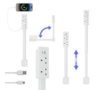 Rallonge de Prise Électrique avec Usb-a, Usb-c Et 2 Prises de Courant Ac, Extensible de 50 À 71 Cm Et Bâton de Prise Rotatif À 180°, À Utiliser Derrière les Canapés, les Tables 220V British Standard