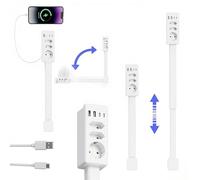 Rallonge de Prise Électrique avec Usb-a, Usb-c Et 2 Prises de Courant Ac, Extensible de 50 À 71 Cm Et Bâton de Prise Rotatif À 180°, À Utiliser Derrière les Canapés, les Tables 220V European Standard