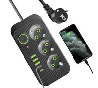 Rallonge de Prise, rallonge Plate,Rallonge à fiche Plate à Disposition à Angle de 45° | Protection de sécurité de Prise d'extension de de Bande 8 en 1 pour la Maison, Vivant