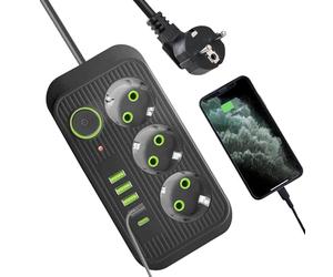 Rallonge de Prise, rallonge Plate,Rallonge à fiche Plate à Disposition à Angle de 45° | Protection de sécurité de Prise d'extension de de Bande 8 en 1 pour la Maison, Vivant