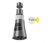 Rallonge de robinet de cuisine, 1 lot de filtre à eau 3 en 1 avec grattoir à trois vitesses pour enlever les impuretés et débit réglable, connecteur d'évier résistant aux éclaboussures pour la maison