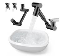 Rallonge de robinet pivotant, rallonge de robinet rotative, extension d'aérateur de robinet d'évier avec 1 et 2 modes de protection anti-éclaboussures, bras mécanique universel multifonction adapté