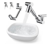 Rallonge de robinet pivotant, rallonge de robinet rotative, extension d'aérateur de robinet d'évier avec 1 et 2 modes de protection anti-éclaboussures, bras mécanique universel multifonction adapté