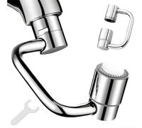 Rallonge de robinet rotative avec rotation à 1440 degrés et double modes de débit, aérateur d'évier de cuisine en laiton pour réduire les éclaboussures, adaptateur économiseur d'eau facile à installer