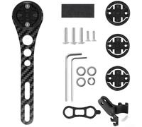 Rallonge de support légère en fibre de carbone pour ordinateur de cyclisme avec caméra d'action intégrée et support d'éclairage, compatible avec Garmin Wahoo Bryton, noir (130 mm)