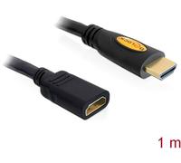 Rallonge Delock HDMI Fiche mâle HDMI-A, Prise femelle HDMI-A 1.00 m noir 83079 4K UHD, contacts dorés Câble HDMI