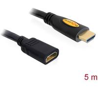 Rallonge Delock HDMI Fiche mâle HDMI-A, Prise femelle HDMI-A 5.00 m noir 83082 4K UHD, contacts dorés Câble HDMI