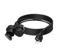 Rallonge d'extérieur 300 cm avec 2 prises Schuko, double rallonge de câble d'alimentation, contact de protection, multiprise extérieure, double prise pour prise de courant, pour la maison, le bureau