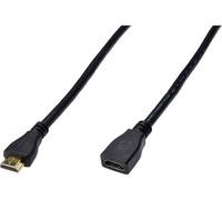 Rallonge Digitus HDMI Fiche mâle HDMI-A, Prise femelle HDMI-A 3.00 m noir AK-330201-030-S 4K UHD, rond, contacts dorés, blindage triple Câble HDMI